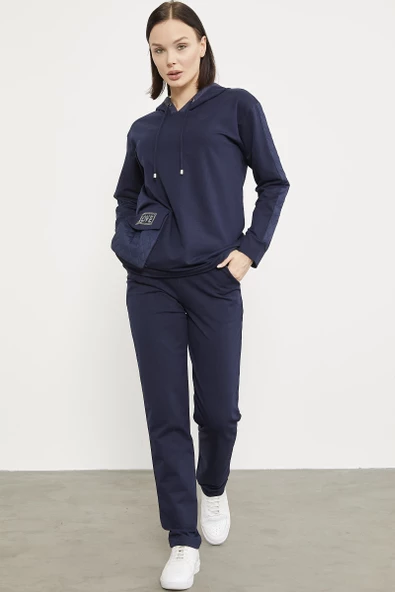 Rahat Kalıp Büyük Cepli Eşofman Takım - Lacivert - Resim 2