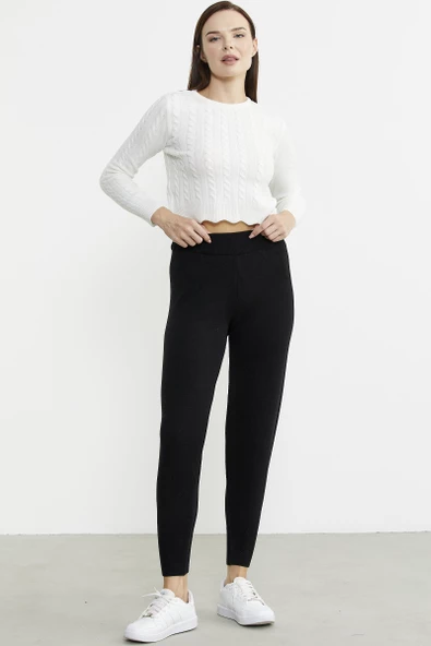 Jogger Triko Pantolon - Siyah - 4