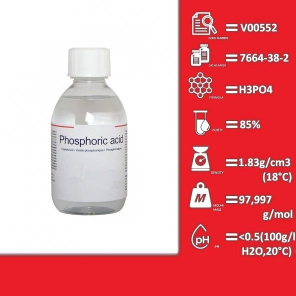 Orto-Fosforik Asit (Saflık : %85) - 500 mL Cam Şişe - 2