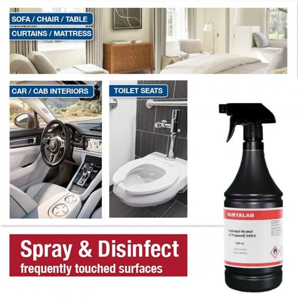 İzopropil Alkol 99,9 İPA 1 Litre - Sprey Şişe - Resim 3