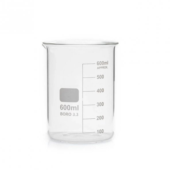 Cam Beher 600 ml - Kısa Form  Isıya, Kimyasala ve Diğer Tüm Etkenlere Karşı Yüksek Dayanıklı - 2