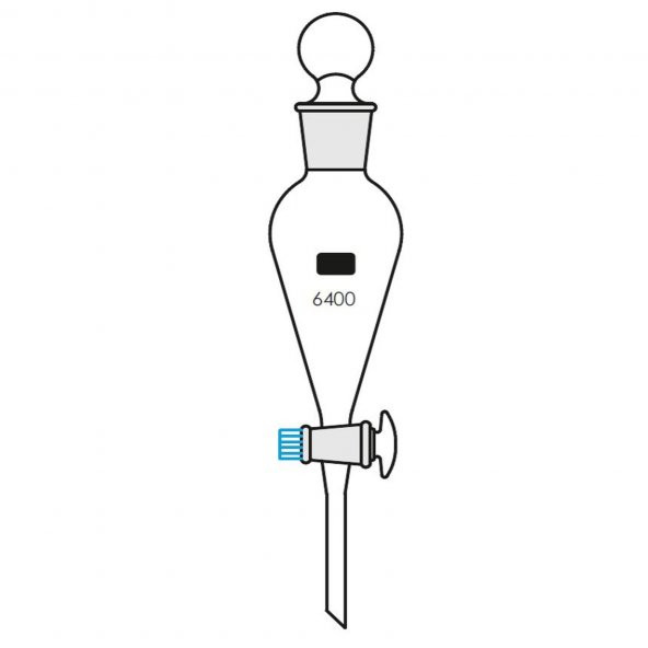 Cam Ayırma Hunisi 1000 ml - Cam Musluklu Plastik Tıpalı Huni - Şilif:29/32 -  Yüksek Kalite - 2