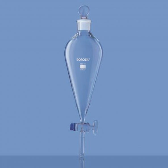 Cam Ayırma Hunisi 1000 ml - Cam Musluklu Plastik Tıpalı Huni - Şilif:29/32 -  Yüksek Kalite - 3