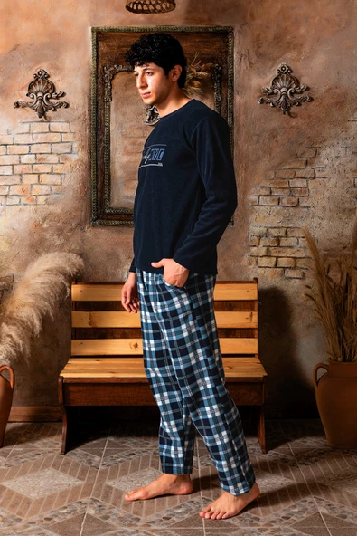Nisanca Kışlık Erkek Polar Pijama Takımı - Sıcak Tutan Casual Erkek Polar - 10