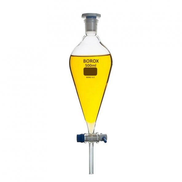 Cam Ayırma Hunisi 60 ml - Teflon Musluklu Tıpalı -  Şilif NS:14/23