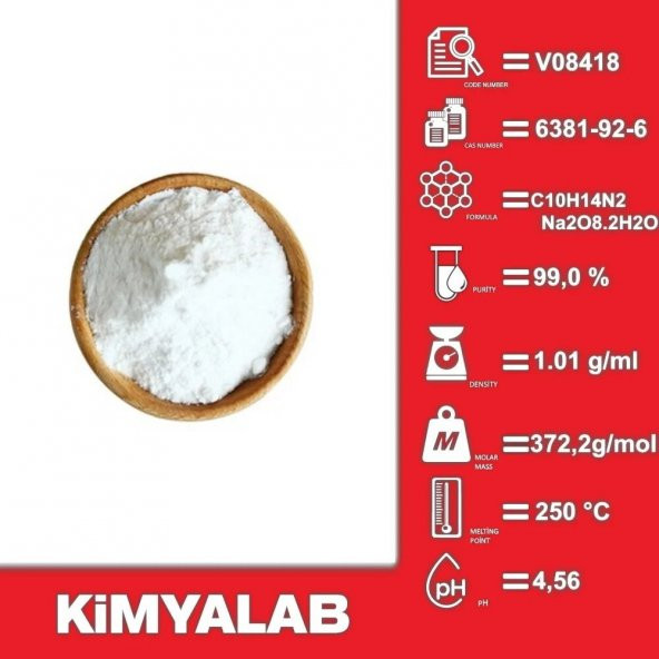 EDTA-2Na Titriplex III 1Kg/HDPE Şişe - CAS No : 6381-92-6 - Resim 2