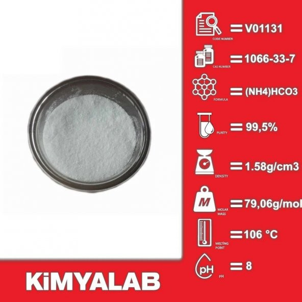 Amonyum Bikarbonat Hidrojen Karbonat - 1 kg/HDPE Şişe -  CAS No : 1066-33-7 - 2