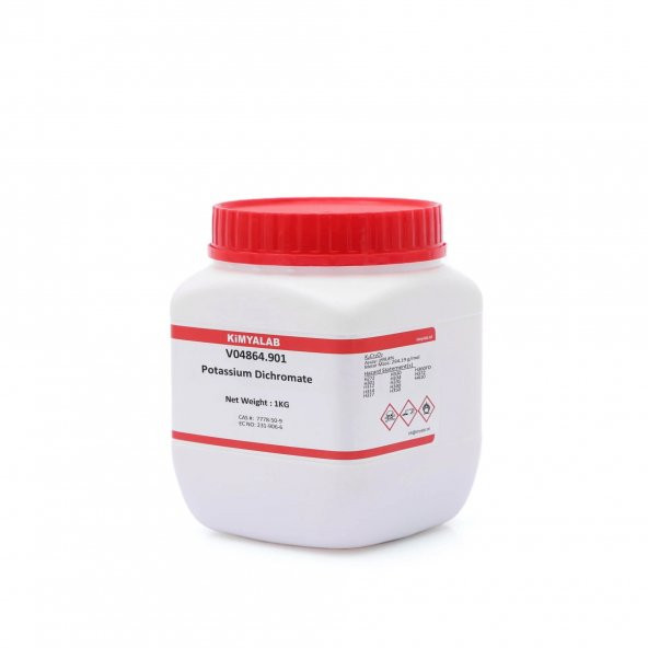 Potasyum Dikromat - 1 KG - Cas No: 7778-50-9 Form: Toz - 1 kg HDPE Şişe