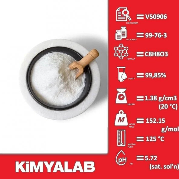 Metilparaben 250g - CAS No : 99-76-3 - 250g/Cam Şişe - 2