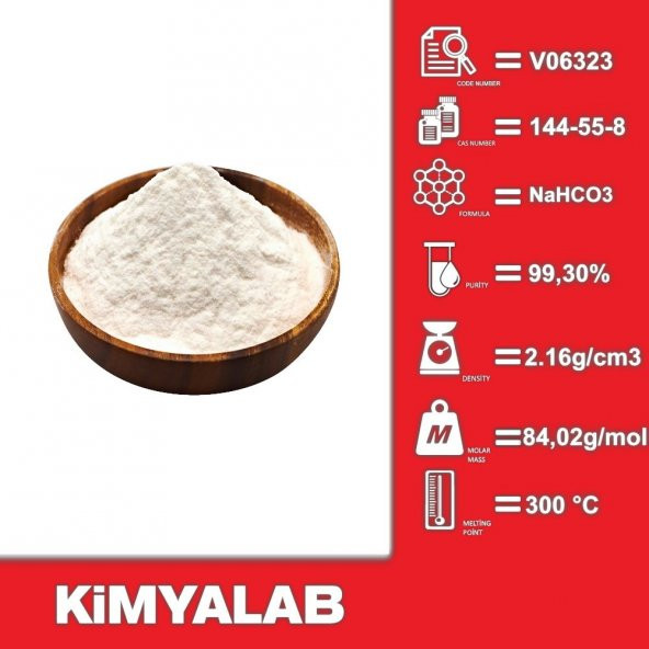 Sodyum Hidrojen Karbonat 1 Kg - Sodyum Bikarbonat Gıda Tipi -  CAS No : 144-55-8 - 1 kg/HDPE Şişe - 2