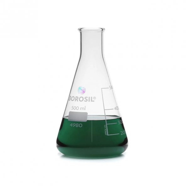 Cam Erlen 500 ml - Erlenmeyer Flask Dar Boyunlu -  Isıya Dayanıklı - Yüksek Kalite - 1
