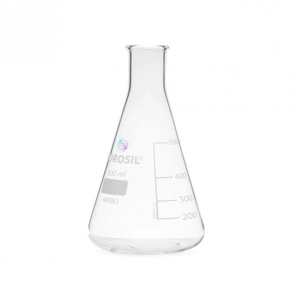 Cam Erlen 500 ml - Erlenmeyer Flask Dar Boyunlu -  Isıya Dayanıklı - Yüksek Kalite - 2