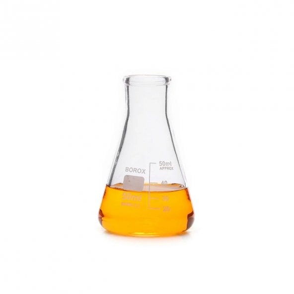 Cam Erlen 50 ml - Dereceli Erlenmeyer Flask Dar Boyun - Isıya Dayanıklı