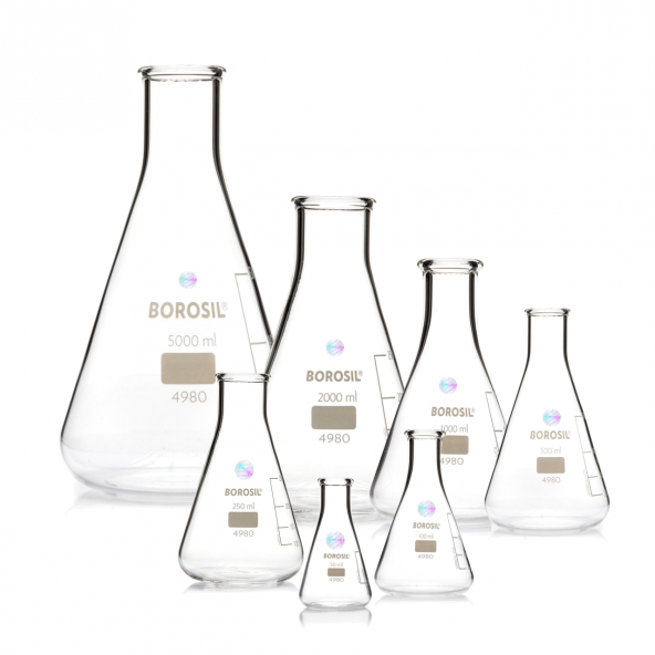 Cam Erlen 500 ml - Erlenmeyer Flask Dar Boyunlu -  Isıya Dayanıklı - Yüksek Kalite - 3