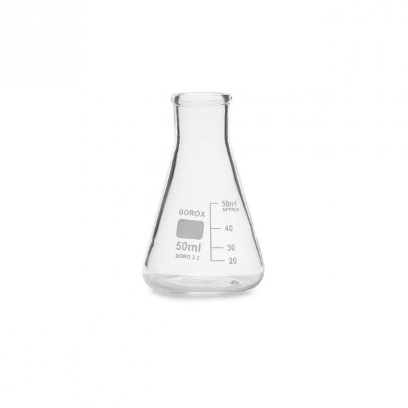 Cam Erlen 50 ml - Dereceli Erlenmeyer Flask Dar Boyun - Isıya Dayanıklı - 2
