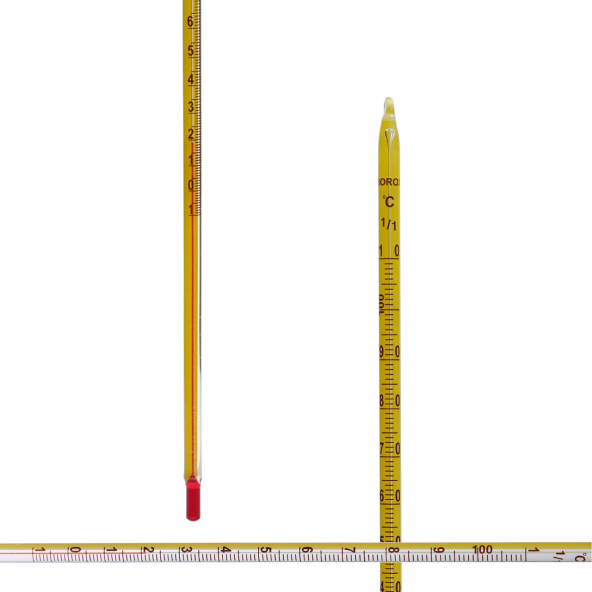 Cam Alkollü Termometre - Kimya Termometresi ( -10 / 110'C) - Net Gösterge - 75 mm Daldırma Derinliği - 2