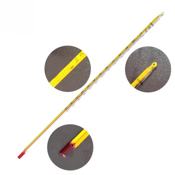 Cam Alkollü Termometre - Kimya Termometresi ( -10 / 110'C) - Net Gösterge - 75 mm Daldırma Derinliği - 3