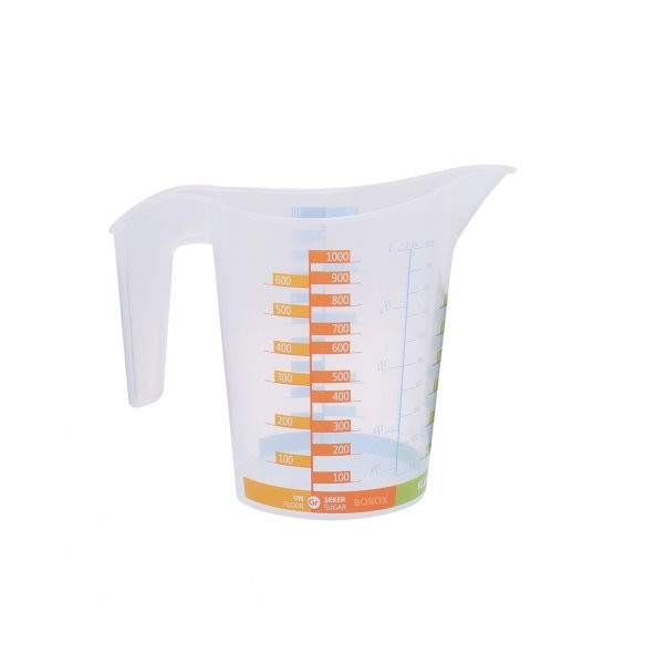 Kulplu Plastik Beher 1000 mL - Renkli Ölçüm Skalası - 2