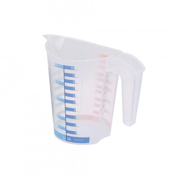 Kulplu Plastik Beher 1000 mL - Renkli Ölçüm Skalası - 3