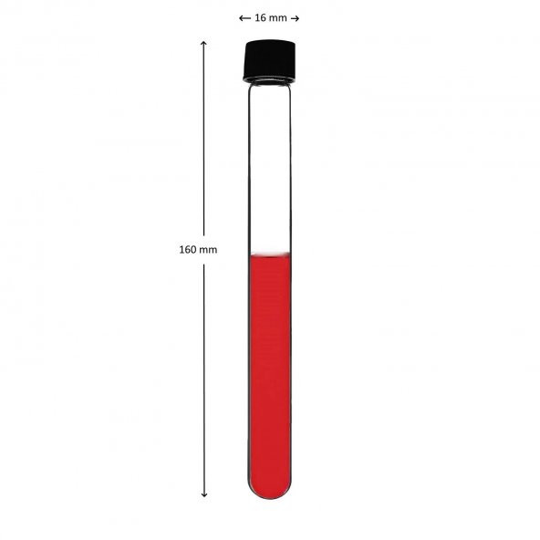 Cam Deney Tüpü 16x160 mm - 20 Adetlik Set - Hacim: 21ml - Isıya Dayanıklı