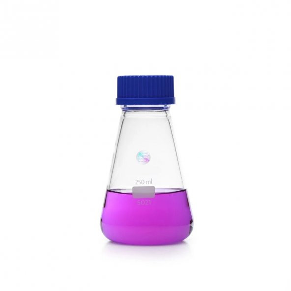 Cam Erlen 250 ml - Kapaklı - %100 Borosilikat (Isıya ve Kimyasala Dayanıklı Cam) 1 Adet