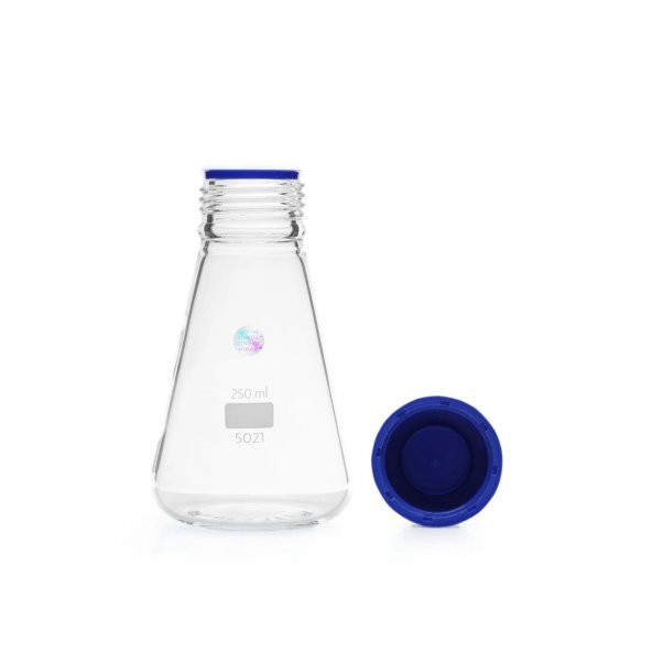 Cam Erlen 250 ml - Kapaklı - %100 Borosilikat (Isıya ve Kimyasala Dayanıklı Cam) 1 Adet - 3