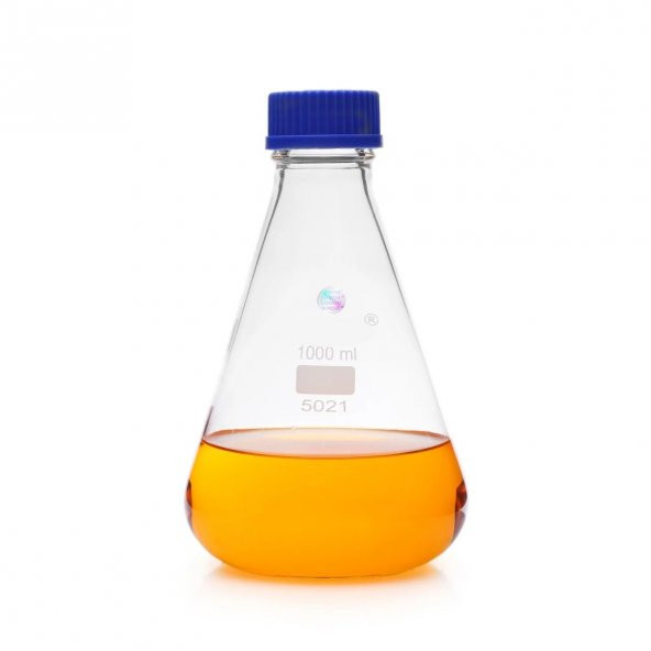 Cam Erlen 1000 ml - Kapaklı - %100 Borosilikat (Isıya ve Kimyasala Dayanıklı Cam) 1 Adet