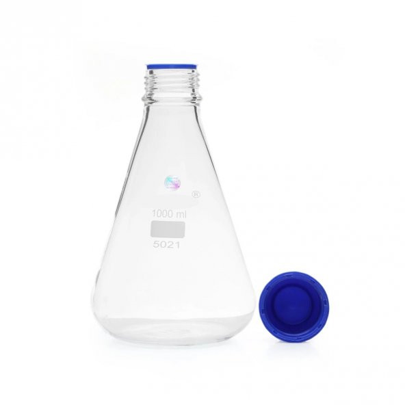 Cam Erlen 1000 ml - Kapaklı - %100 Borosilikat (Isıya ve Kimyasala Dayanıklı Cam) 1 Adet - 2