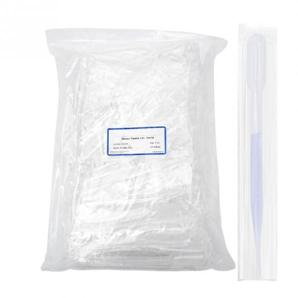 Pastör Pipeti Steril 0.5-3 ml - 100 Adetlik Paket - Tek Tek Poşetli - Resim 3