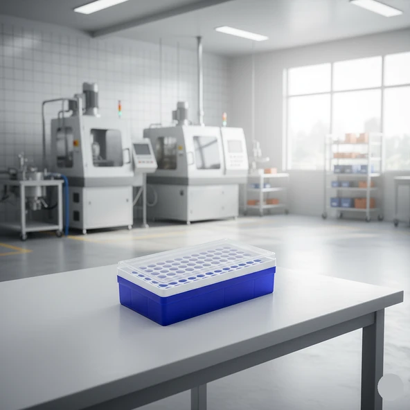 Deney Tüpü (Eppendorf) Standı / 72 Delikli 1.5mL İçin /  Deney Tüpü için Laboratuvar Rafı / Ependorf Tüp Standı / Yüksek Kaliteli - 2