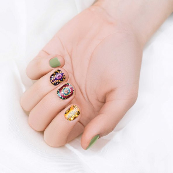 2 Li Etnik Desenli Tırnak Dövmesi, Tırnak Sticker, Nail Tattoo, Nail Art