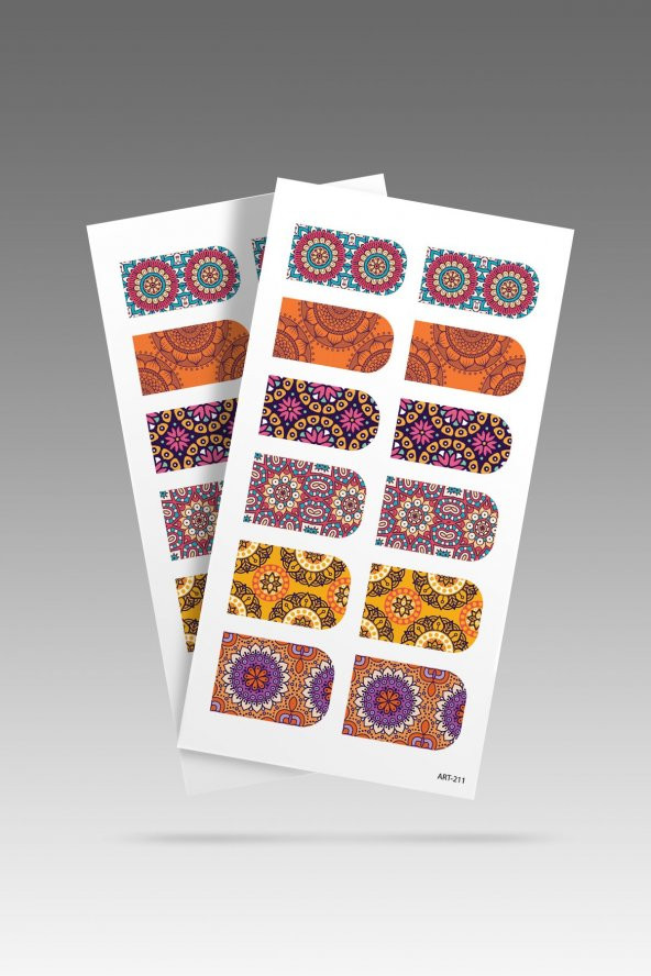 2 Li Etnik Desenli Tırnak Dövmesi, Tırnak Sticker, Nail Tattoo, Nail Art - 2