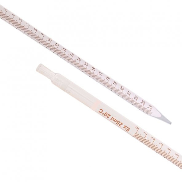 Serolojik Pipet 25 mL - %100 Borosilikat  (Dayanıklı) Cam -  5 Adetlik Set - Taksimat:0.1ml - 2