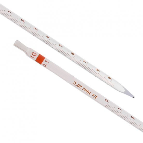 Serolojik Pipet 10 mL 100 Borosilikat  (Dayanıklı) Cam - 5 Adetlik Set - Taksimat:0.1ml - Resim 2