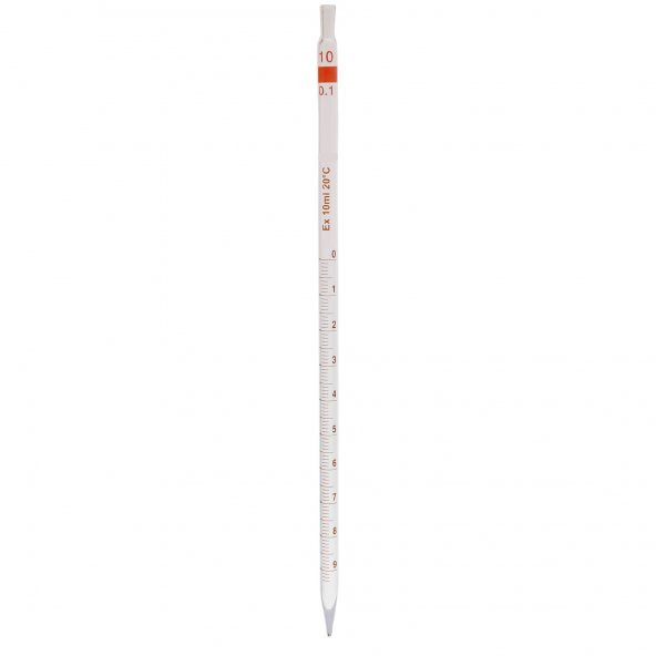 Serolojik Pipet 10 mL 100 Borosilikat  (Dayanıklı) Cam - 5 Adetlik Set - Taksimat:0.1ml - Resim 3