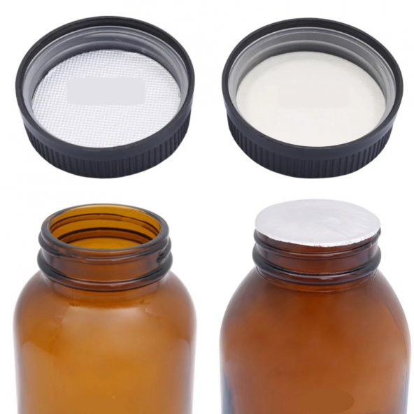 2 Adet Amber Cam Şişe 300 ml - Bastır Aç Kapaklı