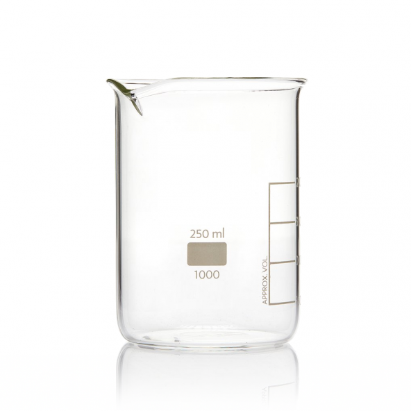 Cam Beher 250 mL - Isıya Dayanıklı - %100  Borosilikat Cam - 2