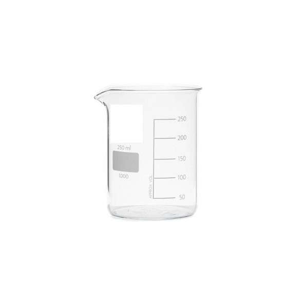 Cam Beher 250 mL - Isıya Dayanıklı - %100  Borosilikat Cam - 3