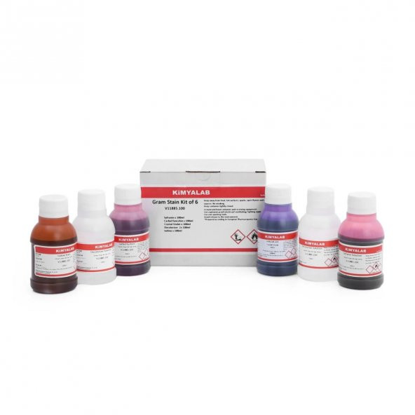 Gram Boyama Seti - Kristal Violet - Sulu Fuksin - Lugol - Safranin - Decolorizer ürün görseli