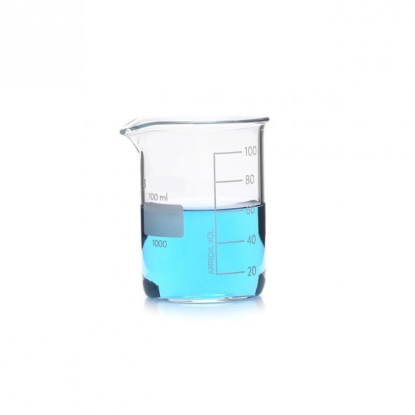 Beher 100 ml Cam Malzeme - Yüksek Isıya ve Kimyasala Dayanıklı