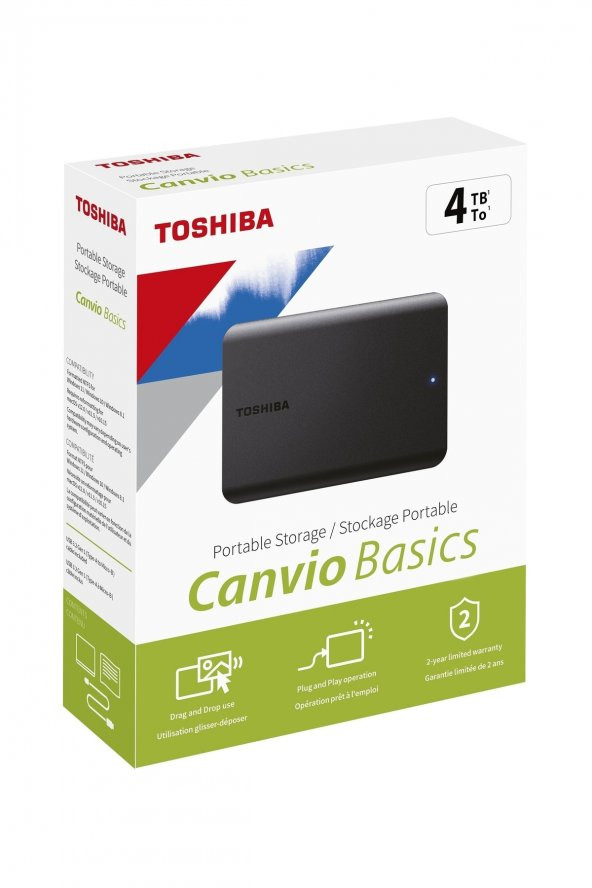 Toshiba  4tb Canvio Basic 2.5" Gen1 Siyah Hdtb540ek3ca Harici Harddisk -yeni-