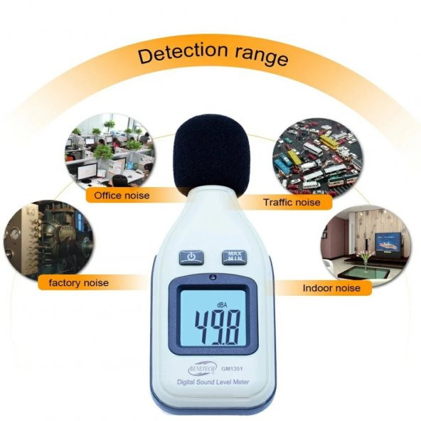 Ses Ölçüm Cihazı - Ses Ölçer 30-130 dBA - Modern, Kompakt, Taşınabilir Tasarım