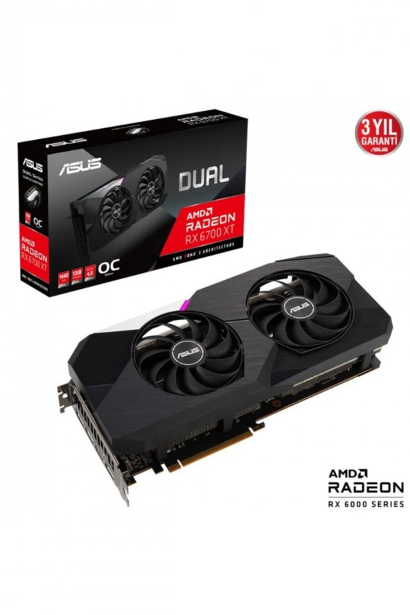 Asus Rx6700 Xt 12Gb Dual Rx6700xt-O12g Gddr6 256Bit Hdmı Dp Pcıe 16X V4.0
