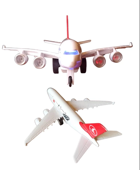Oyuncak Türk Hava Yolları Yolcu Uçağı Sesli Işıklı Metal THY Yolcu Uçağı 23cm. - 2