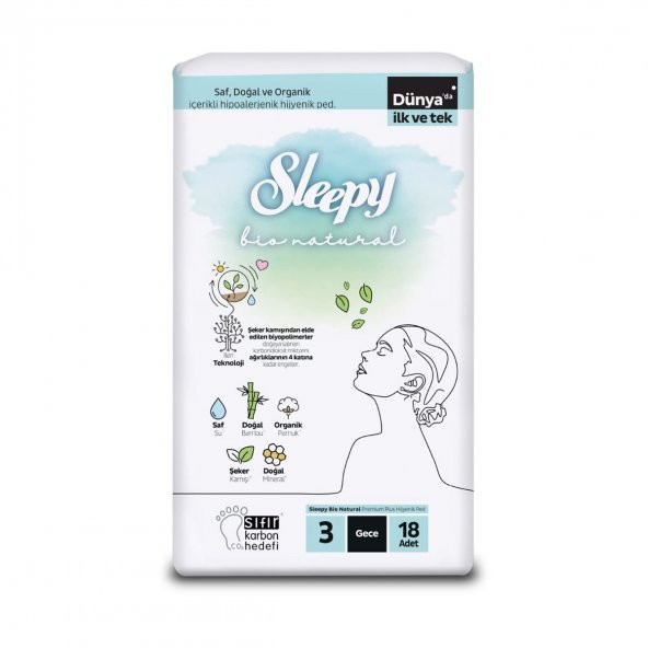 Sleepy Bio Natural Premium Plus Hijyenik Ped Gece 18 Adet Ped - 2