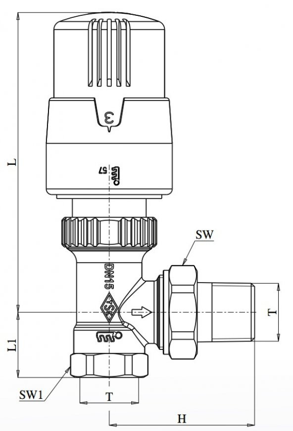 ECA TRV4 Termostatik Köşe Radyatör Valfi Petek Vanası 602120755 - 2