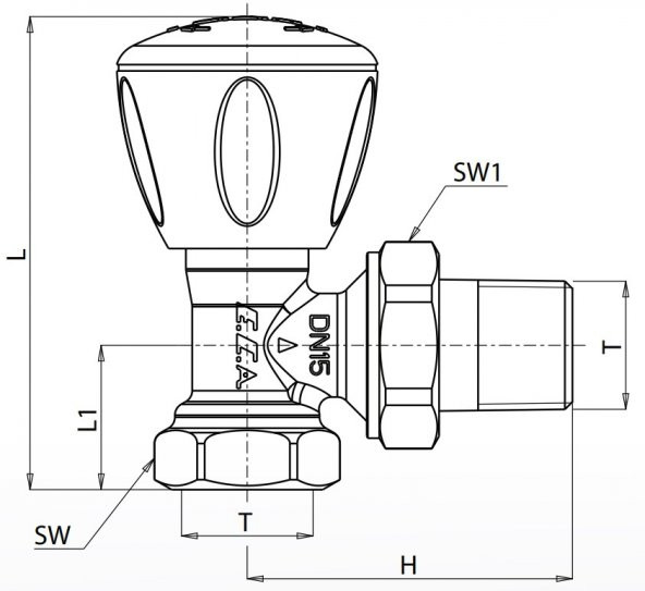 ECA RV3 1/2 Köşe Radyatör Valfi Petek Havlupan Vanası 602120641 - 2