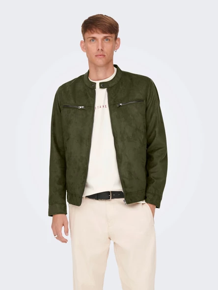 ONLY & SONS Erkek Suni Süet Deri Ceket 22021446