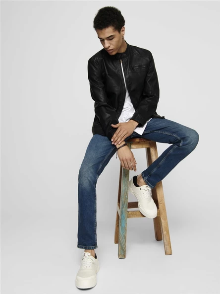 ONLY & SONS Erkek Siyah Renk Suni Deri Ceket 22011975 - 6