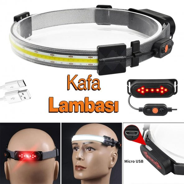 Şarjlı Kafa Lambası Bisiklet Reflektörü Ledli Kamp Kafa Feneri El Feneri 3 Modlu - 2